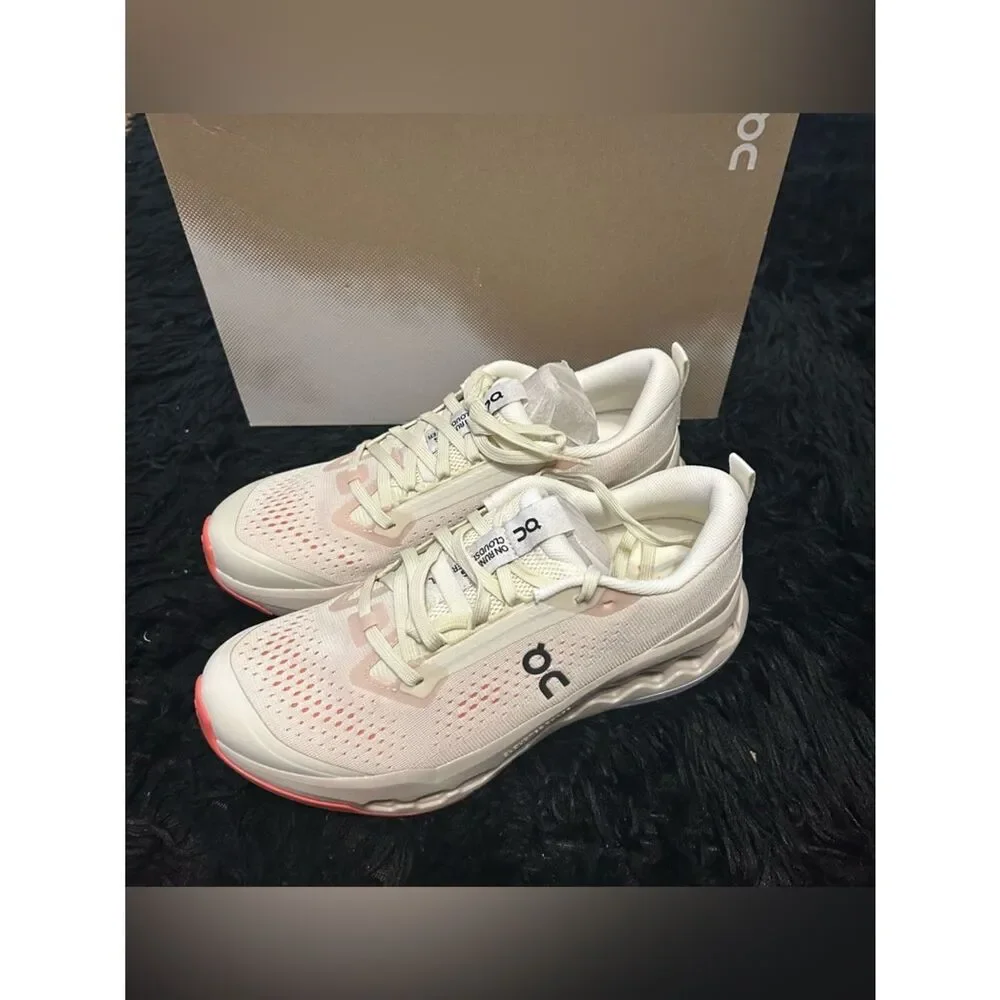 ON CLOUDSURFER trail ivory salmon athletic training lace up shoes sneakers 8.5 - Picture 2 of 7